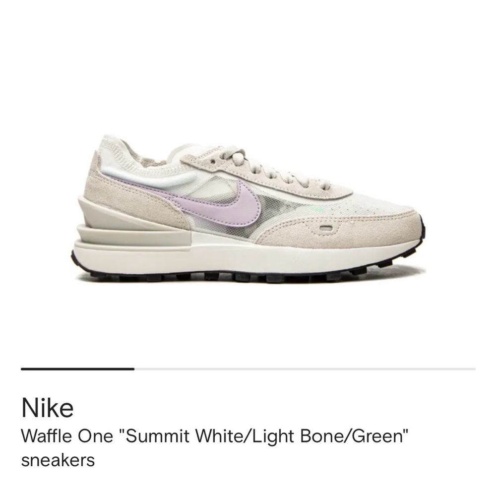 Nike Waffle One Light Bone and Green Sneakers